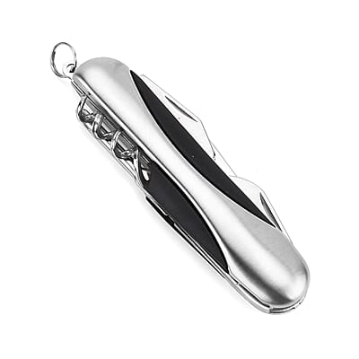 Livmore Black Faux Leather Purse with RFID Card, Pen and Multipurpose Knife Set