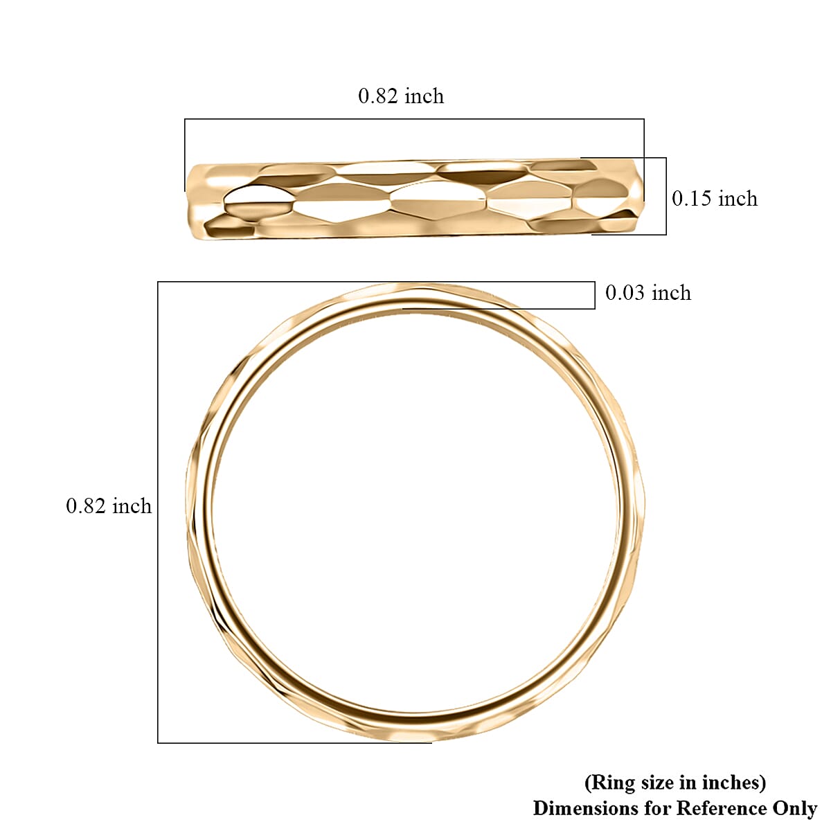 Hammered Texture Band Ring in 10K Yellow Gold (Size 6.0) 1.75 Grams image number 4