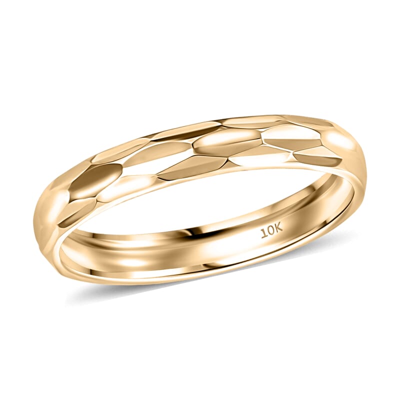 Hammered Texture Band Ring in 10K Yellow Gold (Size 7.0) 1.75 Grams