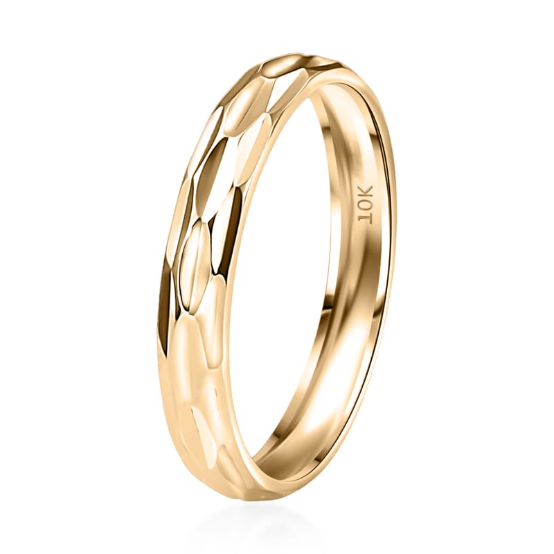 Hammered Texture Band Ring in 10K Yellow Gold (Size 7.0) 1.75 Grams