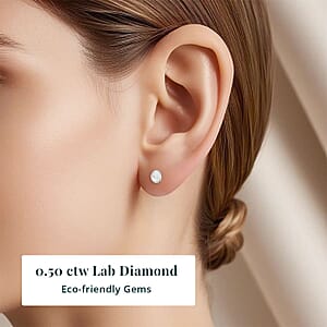 Lab Grown Polki Diamond 0.50 ctw Stud Earrings in Sterling Silver
