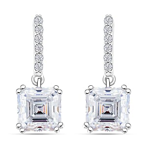 Princess Cut Moissanite 5.20 ctw Earrings in Sterling Silver