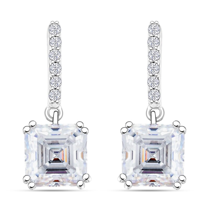Princess Cut Moissanite 5.20 ctw Earrings in Sterling Silver