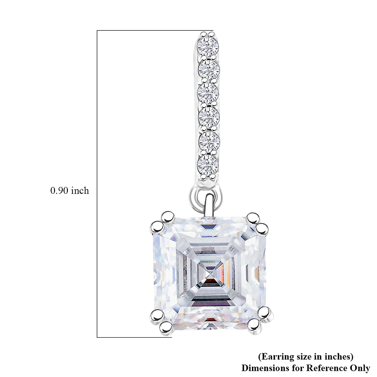 Princess Cut Moissanite 5.20 ctw Earrings in Sterling Silver image number 4