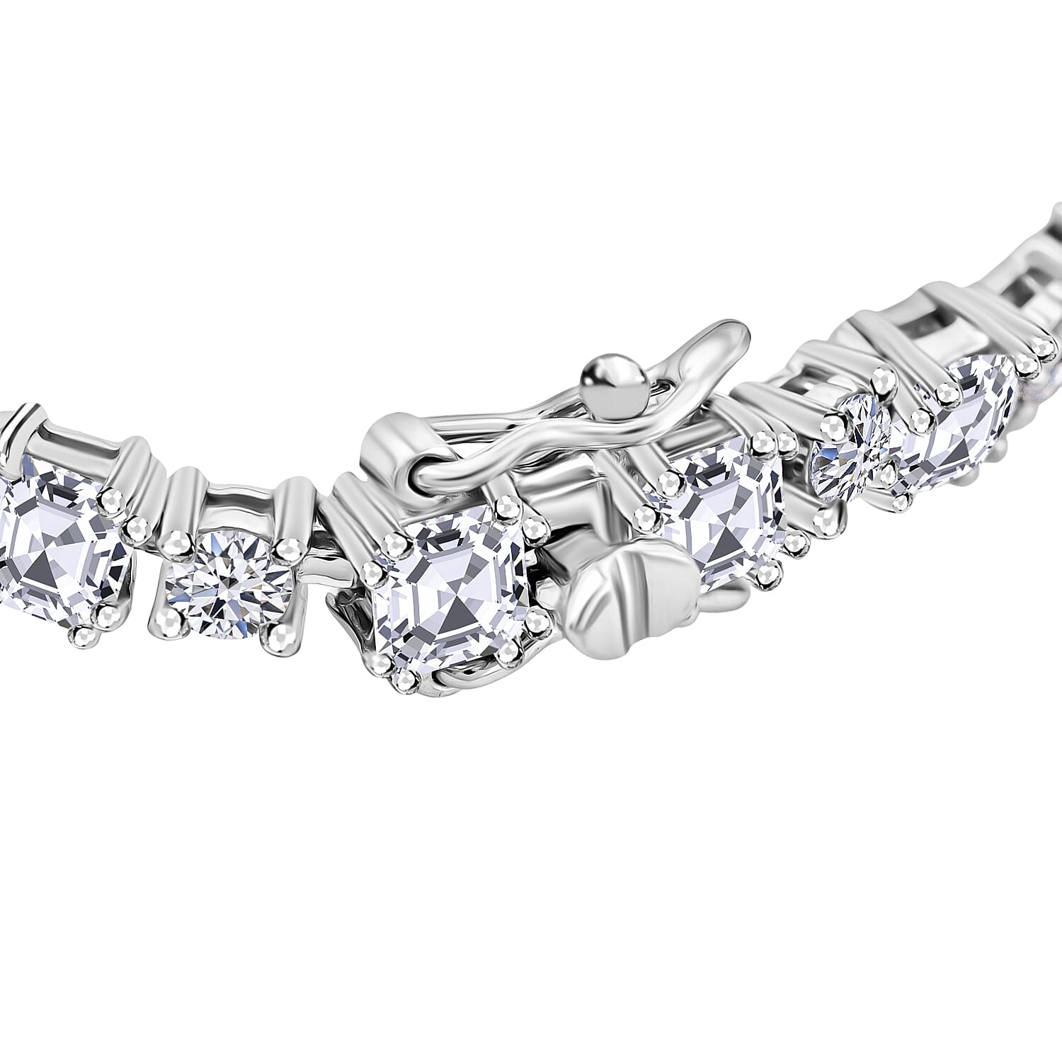 Asscher Cut Moissanite Deco in Sterling Silver 9.40 ctw (6.50 Inches)