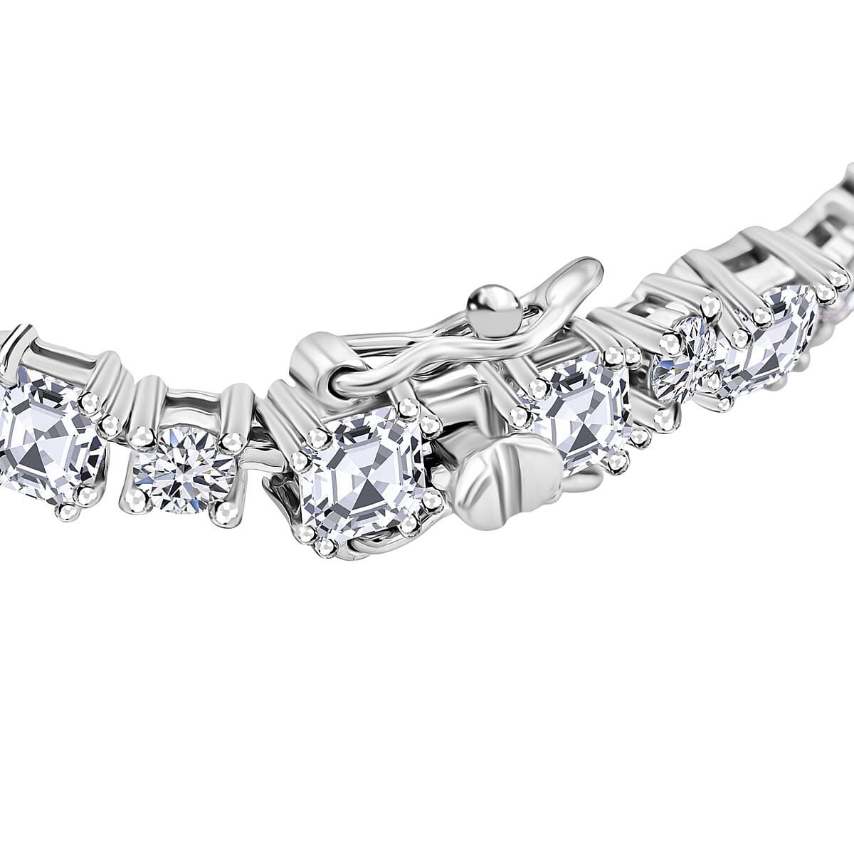Princess Cut Moissanite 11.90 ctw Monarch Deco Bracelet in Sterling Silver (8.00 In) image number 3
