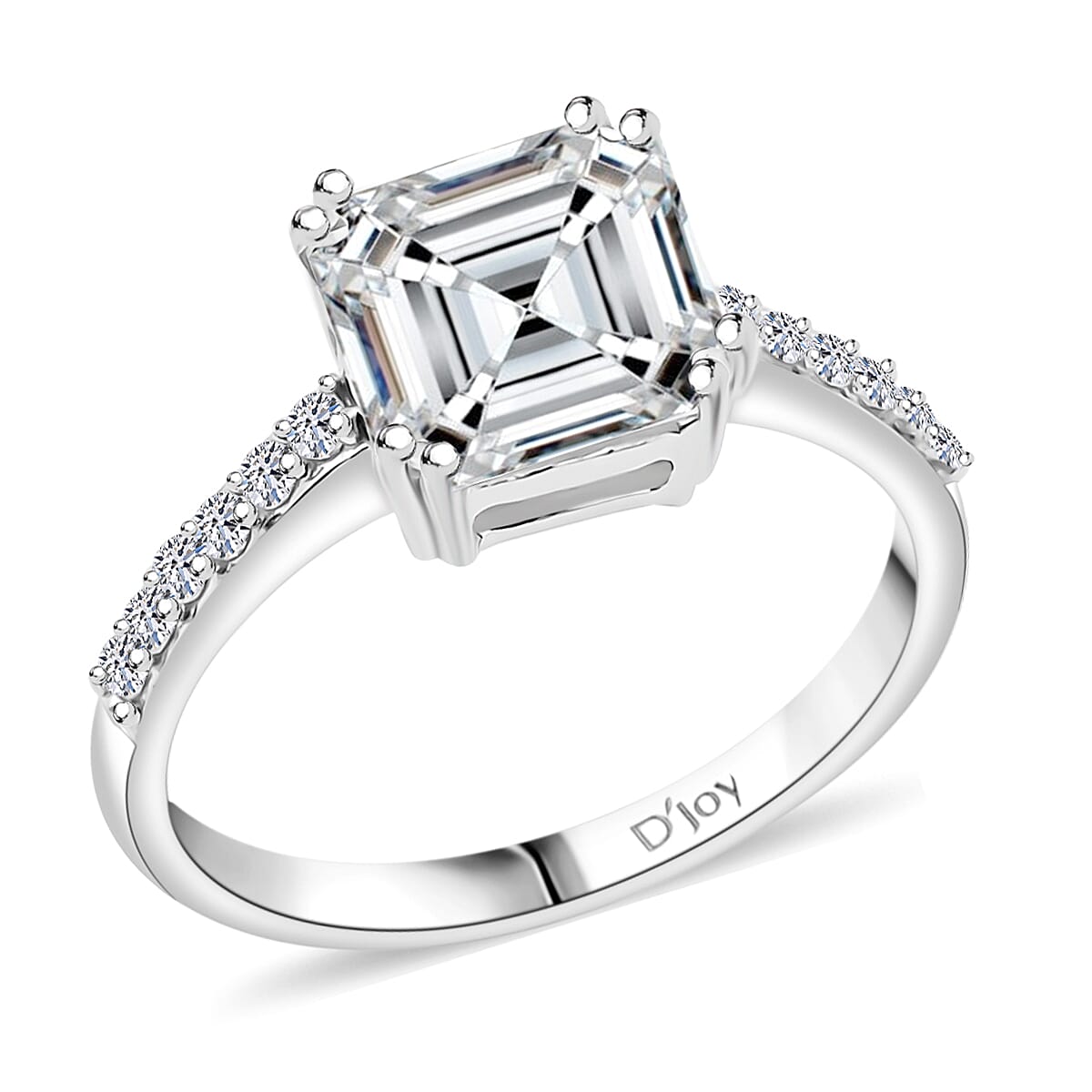 Princess Cut Moissanite 2.70 ctw Ring in Sterling Silver (Size 10.0) image number 0