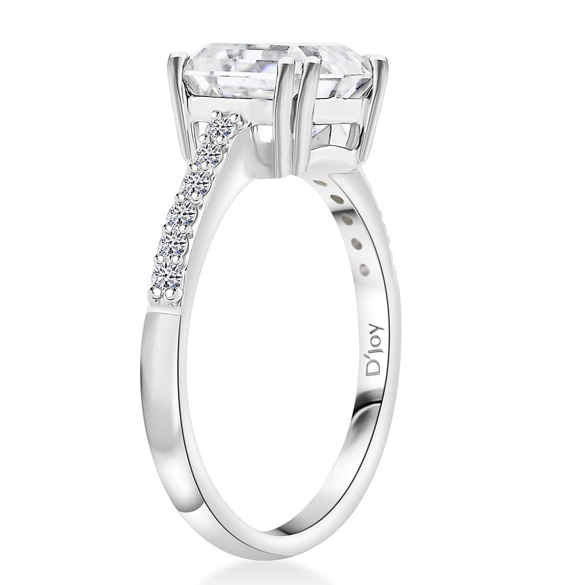 Princess Cut Moissanite 2.70 ctw Ring in Sterling Silver (Size 10.0) image number 3