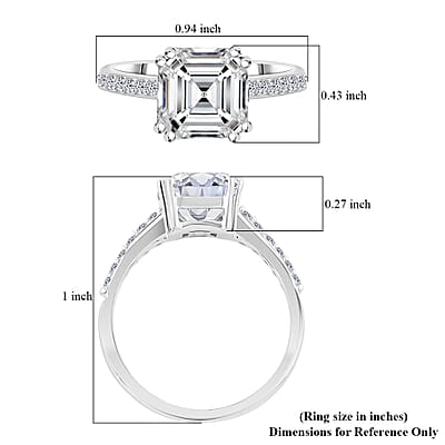 Princess Cut Moissanite 2.70 ctw Ring in Sterling Silver (Size 10.0)