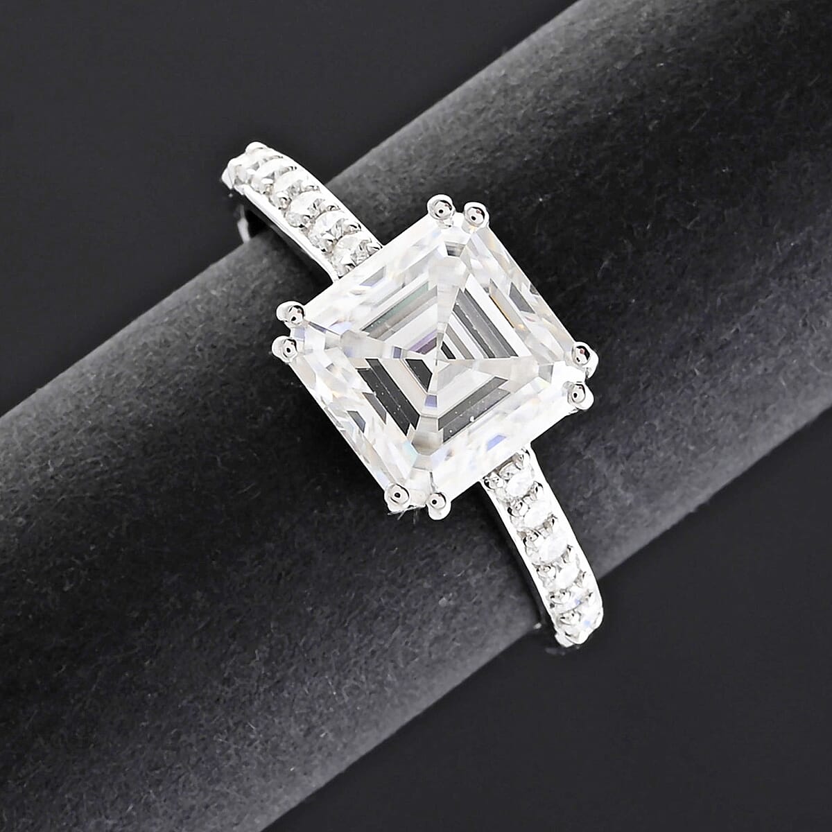 Princess Cut Moissanite 2.70 ctw Ring in Sterling Silver (Size 8.0) image number 1