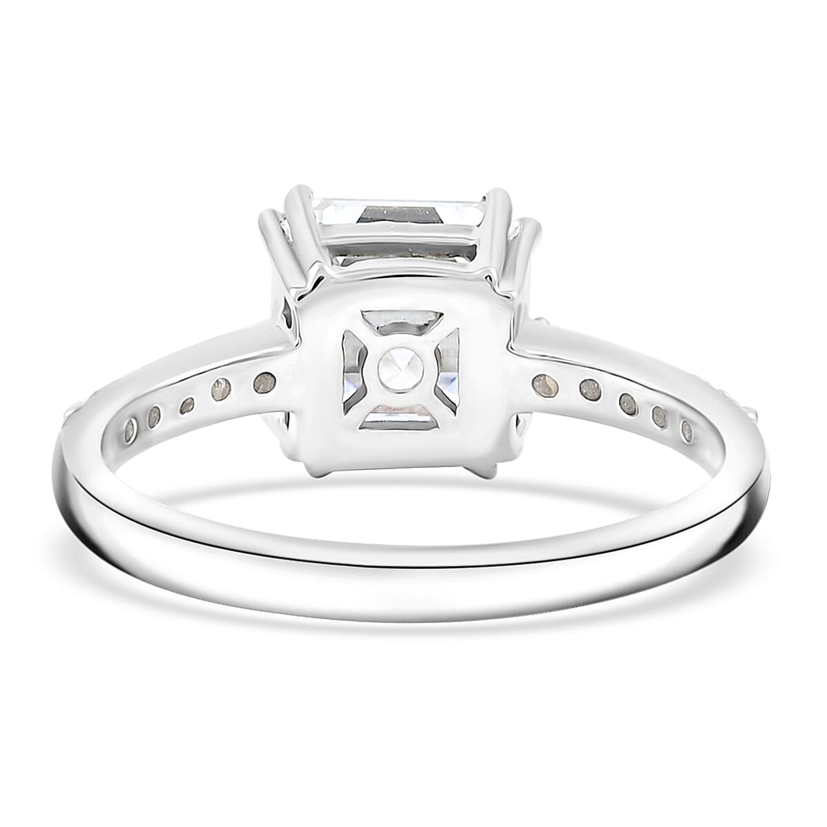 Princess Cut Moissanite 2.70 ctw Ring in Sterling Silver (Size 9.0) image number 4