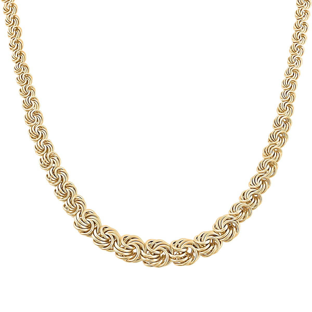 Italian Rosetta Scalare Chain Necklace in 10K Yellow Gold 13 Grams 18 Inches image number 2