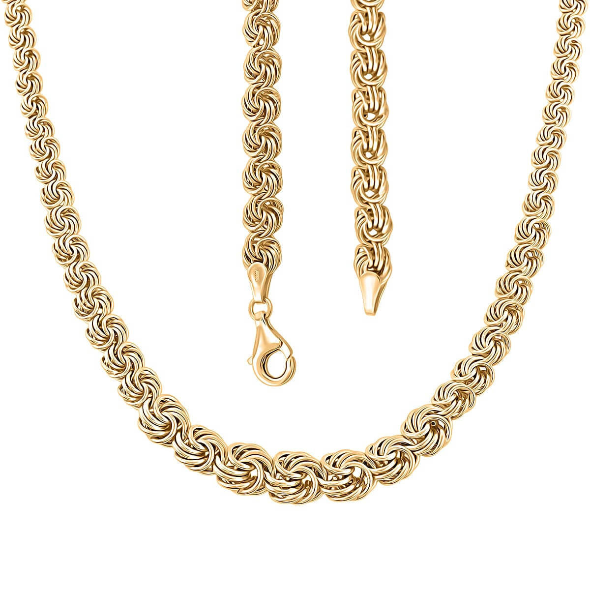 Italian Rosetta Scalare Chain Necklace in 10K Yellow Gold 13 Grams 18 Inches image number 3