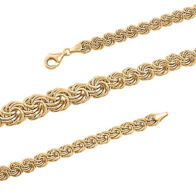 Italian Rosetta Scalare Chain Necklace in 10K Yellow Gold 13 Grams 18 Inches