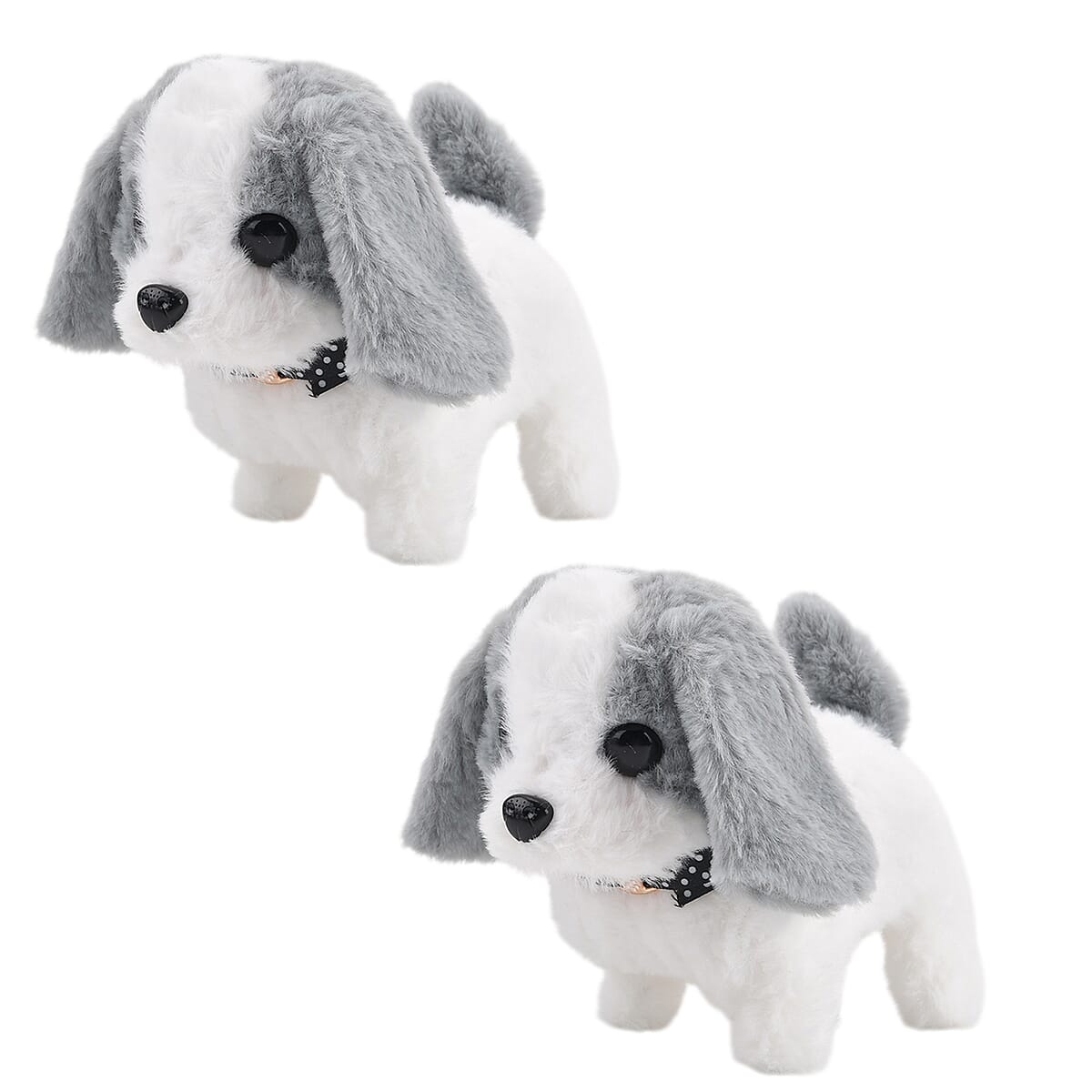 Doorbuster Livmore Set of 2 Pcs Grey Electric Walking Plush Dog Toy (2xAA Battery Not Included) image number 0
