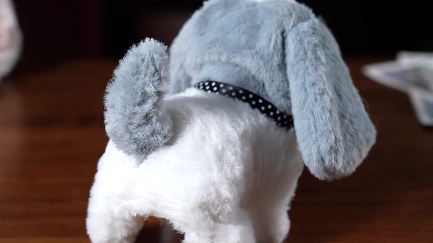 Livmore Set of 2 Pcs Grey Electric Walking Plush Dog Toy (6.3"x3.9"x5.5") (2xAA Battery Not Included)