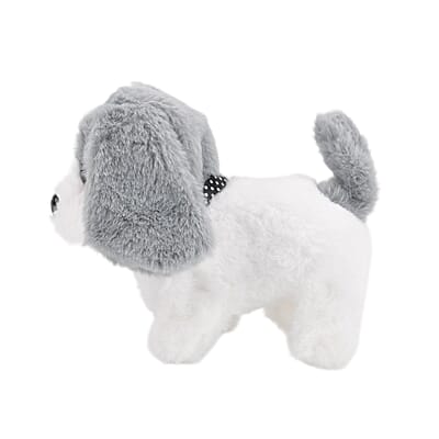 Livmore Set of 2 Pcs Gray Electric Walking Plush Dog Toy (2xAA Battery Not Included)