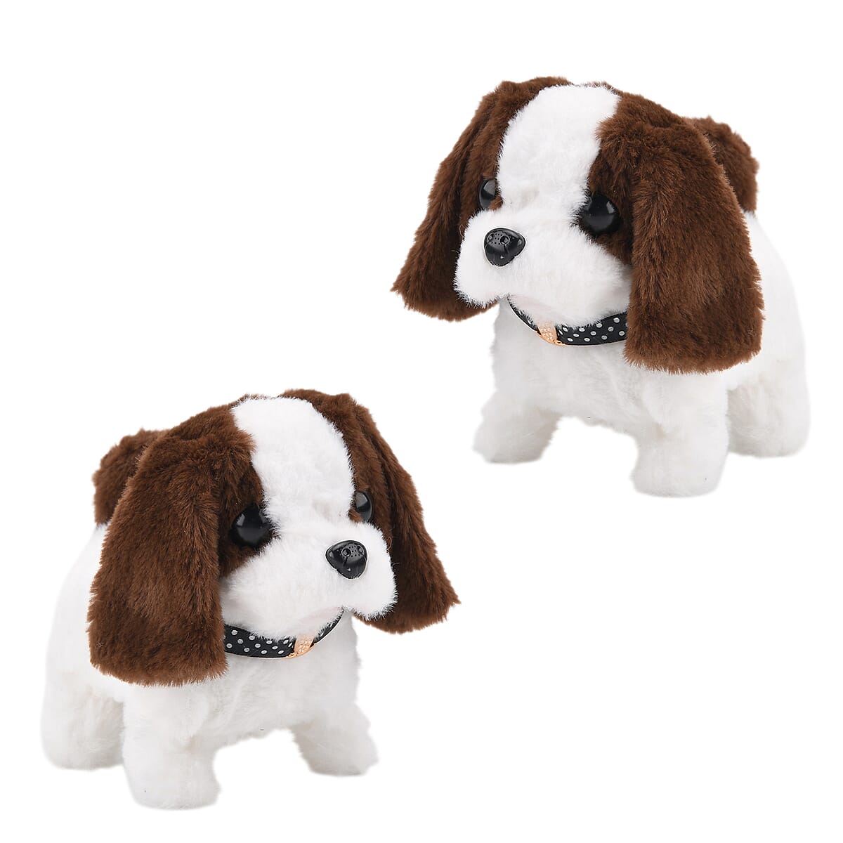  Livmore Set of 2 Pcs Coffee Electric Walking Plush Dog Toy (2xAA Battery Not Included) image number 0