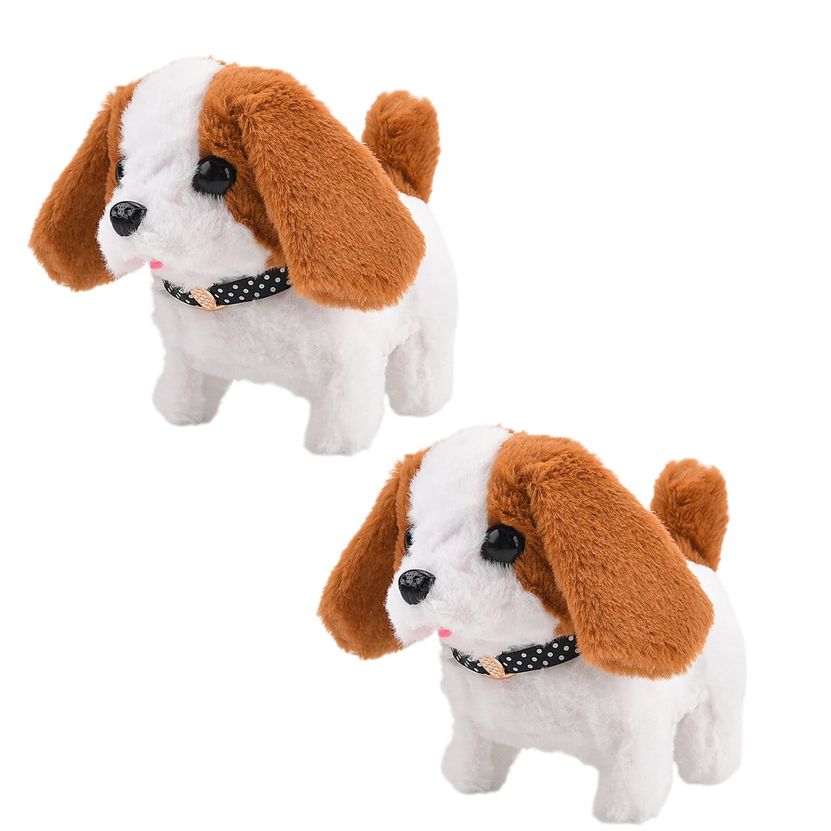  Livmore Set of 2 Pcs Brown Electric Walking Plush Dog Toy (2xAA Battery Not Included) image number 0