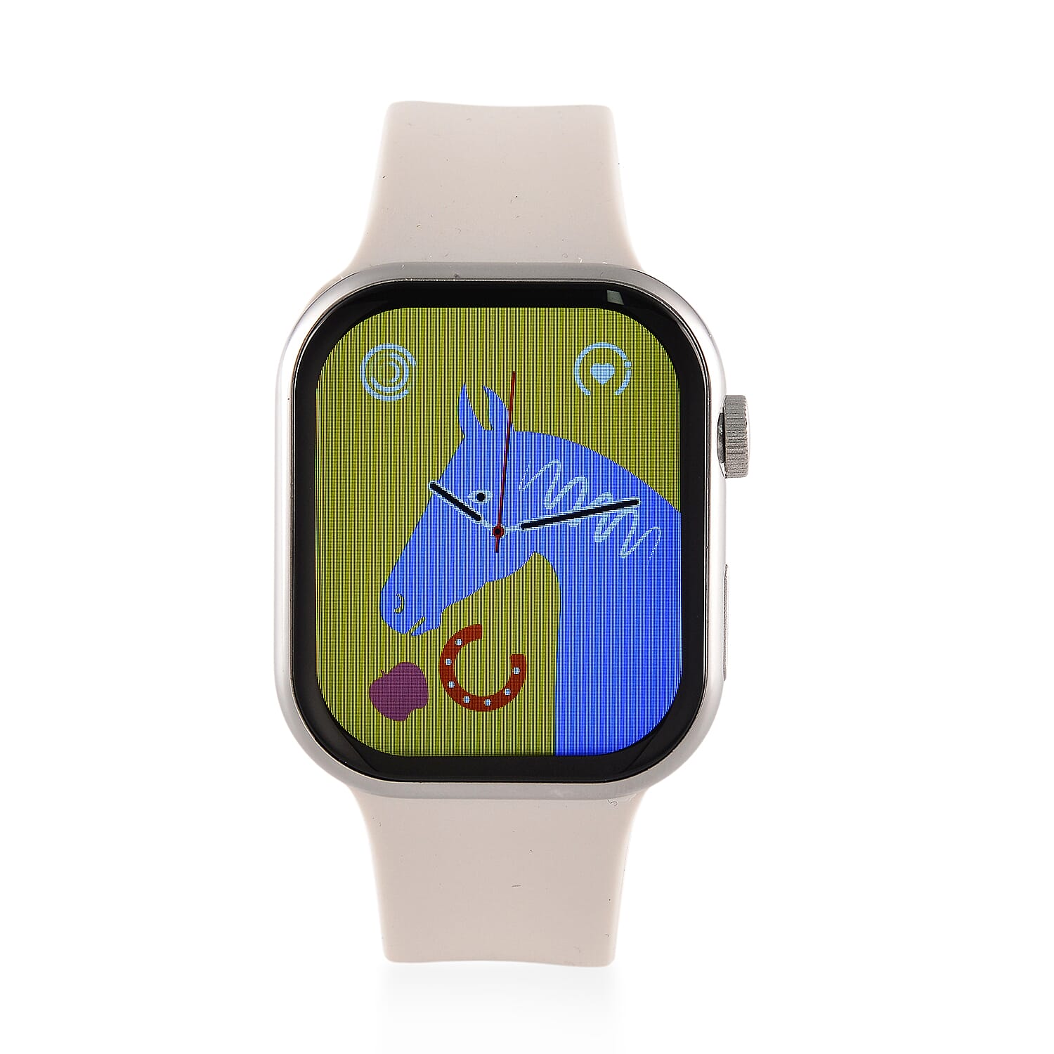S9 Multi Functional Smart Watch with White Silicone and Blue Howlite with Crystal Faux Leather Strap