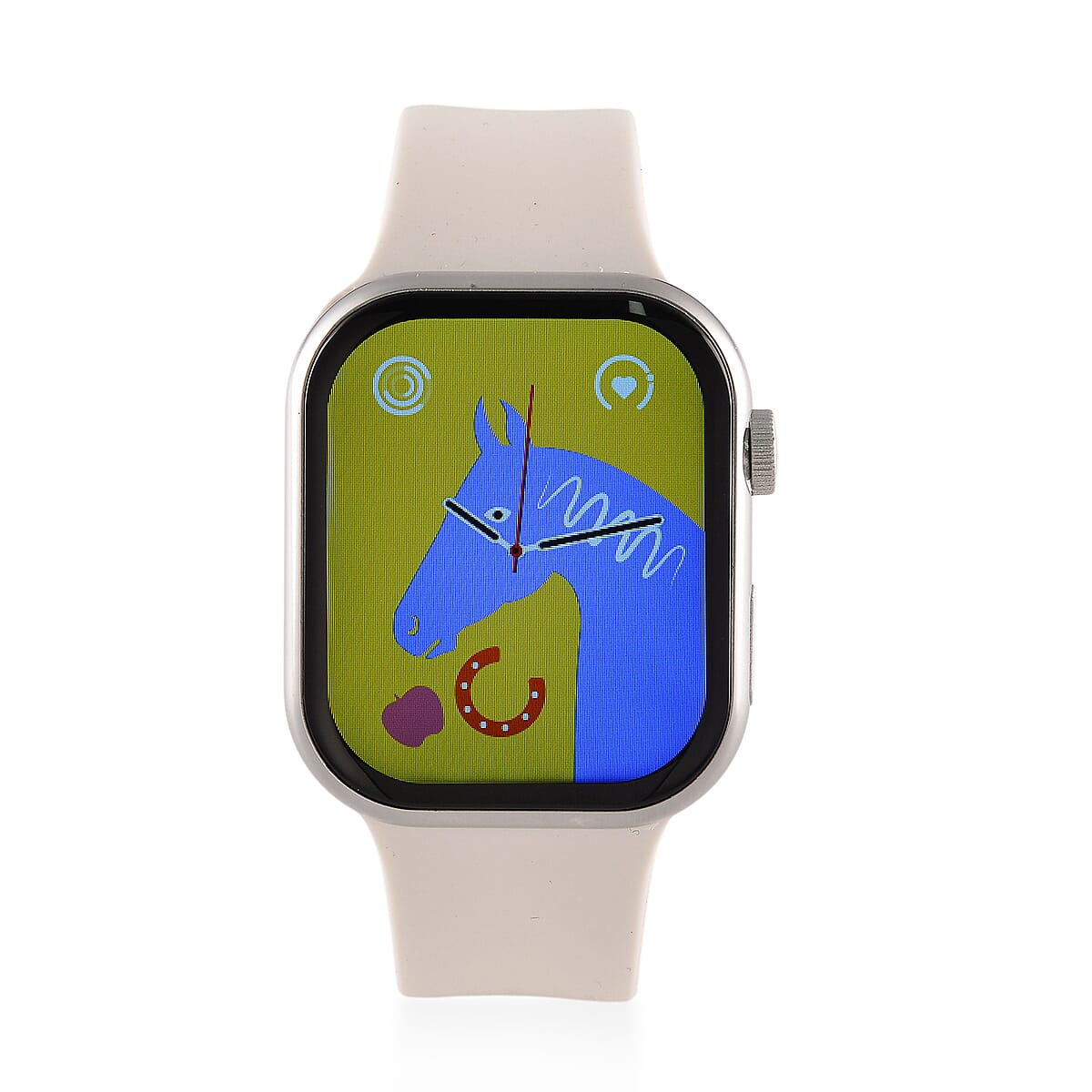 S9 Multi Functional Smart Watch with White Silicone and Blue Howlite with Crystal Faux Leather Strap image number 6