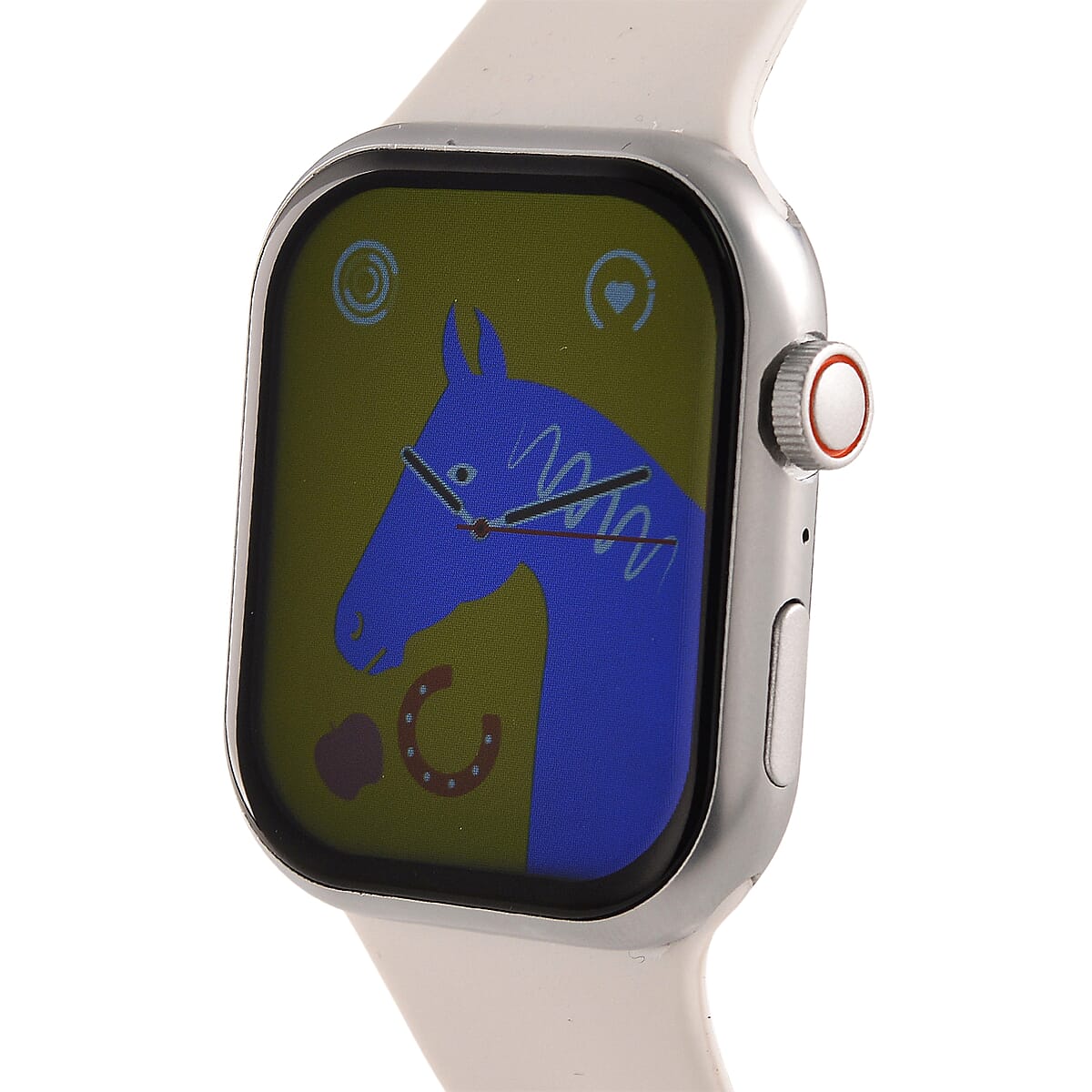 S9 Multi Functional Smart Watch with White Silicone and Blue Howlite with Crystal Faux Leather Strap image number 7