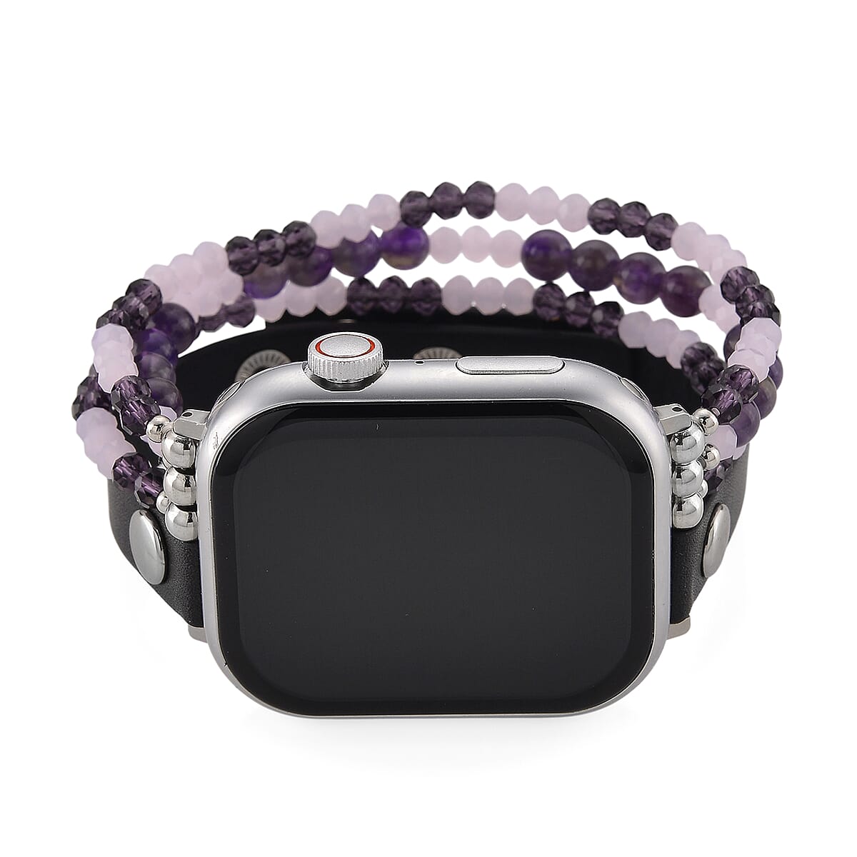 S9 Multi Functional Smart Watch with White Silicone and Amethyst with Crystal Faux Leather Strap image number 2