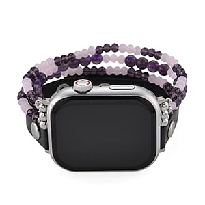 S9 Multi Functional Smart Watch with White Silicone and Amethyst with Crystal Faux Leather Strap