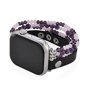 S9 Multi Functional Smart Watch with White Silicone and Amethyst with Crystal Faux Leather Strap