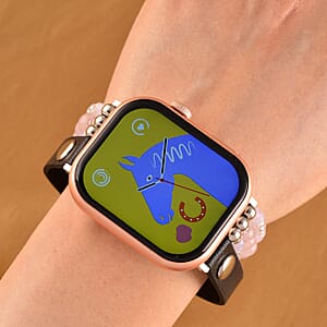 S9 Multi Functional Smart Watch with Pink Silicone and Rose Quartz with Crystal Faux Leather Strap