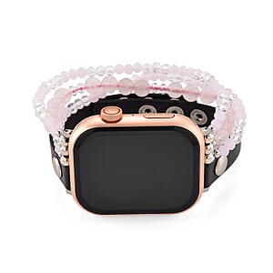 S9 Multi Functional Smart Watch with Pink Silicone and Rose Quartz with Crystal Faux Leather Strap