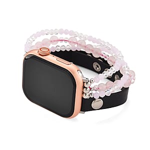 S9 Multi Functional Smart Watch with Pink Silicone and Rose Quartz with Crystal Faux Leather Strap