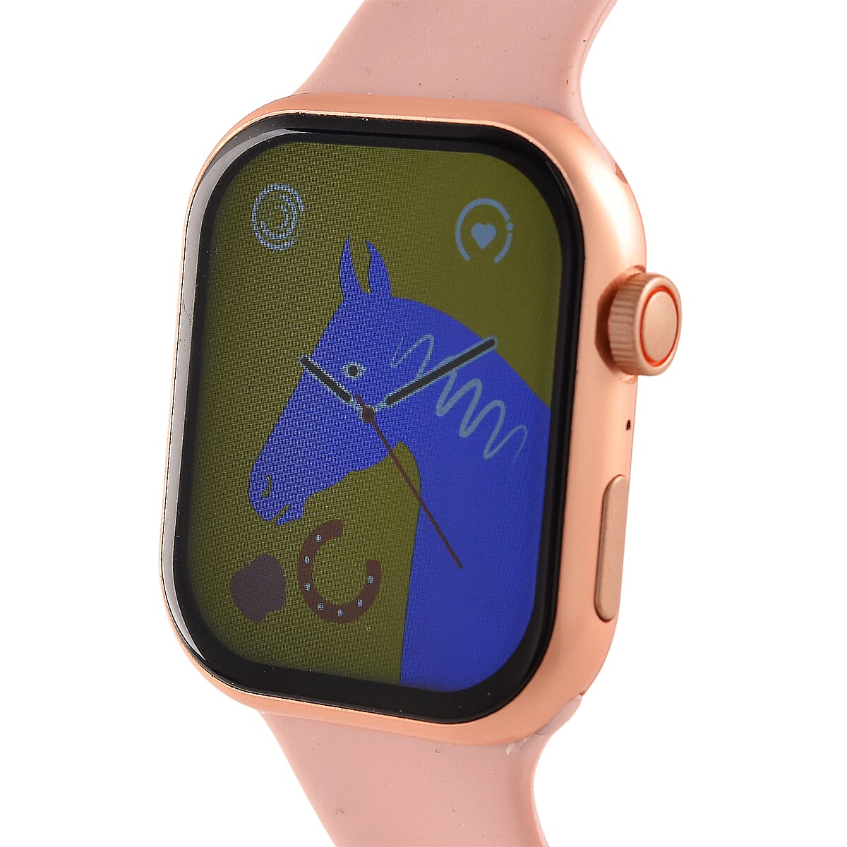 S9 Multi Functional Smart Watch with Pink Silicone and Rose Quartz with Crystal Faux Leather Strap image number 6