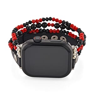 S9 Multi Functional Smart Watch with Black Silicone and Black Obsidian with Crystal Faux Leather Strap