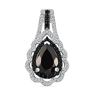 Elite Shungite and Multi Gemstone 2.30 ctw Pendant in Rhodium Over Sterling Silver