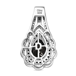 Elite Shungite and Multi Gemstone 2.30 ctw Pendant in Rhodium Over Sterling Silver