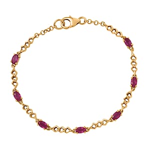 D'Joy African Ruby (FF) 2.35 ctw Bracelet in 18K Vermeil YG Over Sterling Silver (7.00 In)