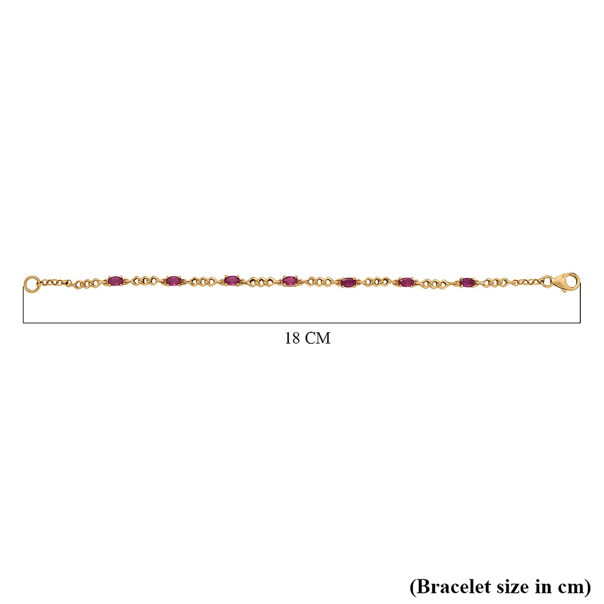 D'Joy African Ruby (FF) 2.35 ctw Bracelet in 18K Vermeil YG Over Sterling Silver (7.00 In) image number 4