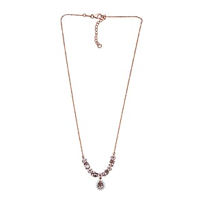 D'Joy Premium Pink Morganite and Multi Gemstone 4.30 ctw Majestic Blossom Necklace 18 Inches in 18K Vermeil Rose Gold Over Sterling Silver