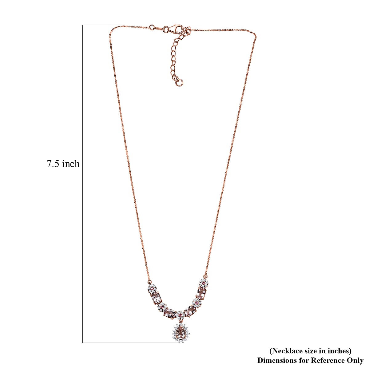 D'Joy Premium Pink Morganite and Multi Gemstone 4.30 ctw Majestic Blossom Necklace 18 Inches in 18K Vermeil Rose Gold Over Sterling Silver image number 5