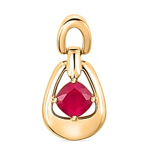 D'Joy AAA Niassa Ruby (FF) 1.50 ctw Pendant in 18K Vermeil Yellow Gold Over Sterling Silver