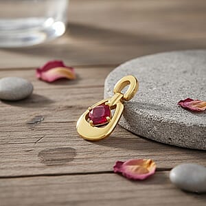 D'Joy AAA Niassa Ruby (FF) 1.50 ctw Pendant in 18K Vermeil Yellow Gold Over Sterling Silver