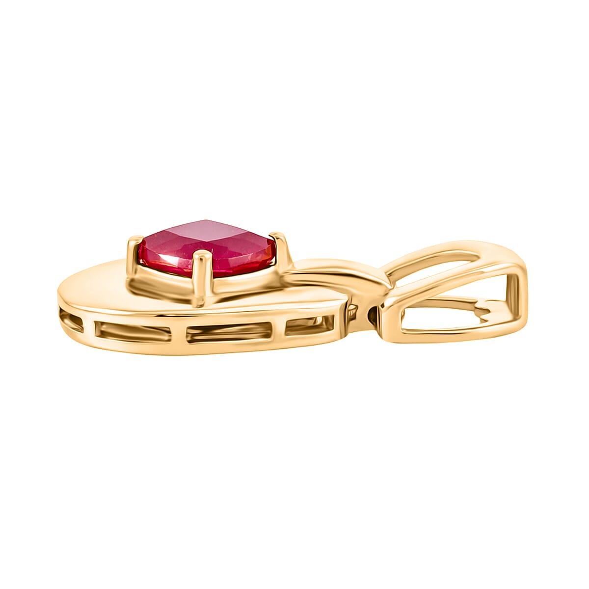 D'Joy AAA Niassa Ruby (FF) 1.50 ctw Pendant in 18K Vermeil Yellow Gold Over Sterling Silver image number 3