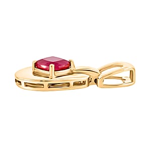 D'Joy AAA Niassa Ruby (FF) 1.50 ctw Pendant in 18K Vermeil Yellow Gold Over Sterling Silver
