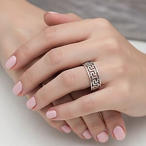 Greek Key Band Ring in Stainless Steel (Size 10.0)