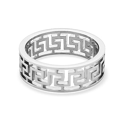 Greek Key Band Ring in Stainless Steel (Size 10.0)