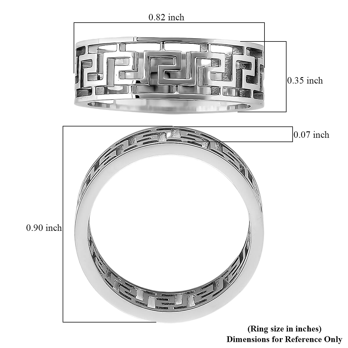 Timeless Greek Key Band Ring in Stainless Steel (Size 10.0) image number 5