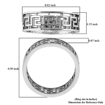 Greek Key Band Ring in Stainless Steel (Size 10.0)
