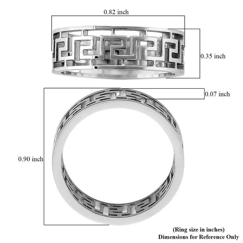Greek Key Band Ring in Stainless Steel (Size 10.0)