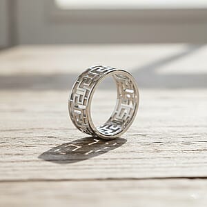 Greek Key Band Ring in Stainless Steel (Size 6.0)
